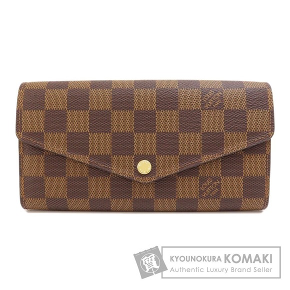 Louis Vuitton Brown Ebene Portefeuille Damier Sarah Canvas Long Wallet - Picture 1 of 9